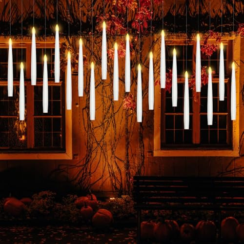 20 Pezzi Candele Galleggianti LED con Telecomando Senza Fiamma Include punti Adesivi, Ganci e Flio Timer da 6 Ore per Halloween Decorazione Natalizia Matrimoni Cenone & Festa(Batterie non incluse)