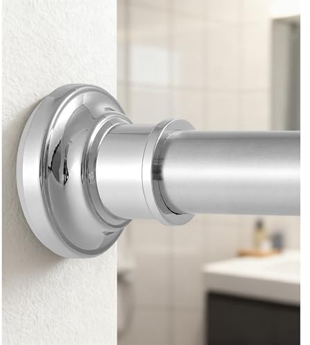 Poskena Silber Gardinenstange Ohne Bohren,28mm Teleskopstange 76-278cm | Wasserfest & Rostfrei, Klemmstange mit Verstärkten Federn,Duschstange mit 2 Halterung für Badezimmer|Küche|Fenster