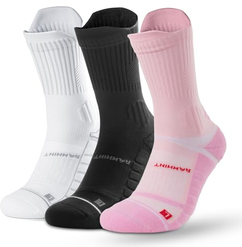 Compression Running Socks for Women 3 Pairs, Anti-Blister Moisture Wicking Coolmax Crew Cushion Athletic Workout Socks