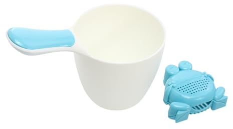 Vaguelly Badewannenlöffel 2 Stück mit Rutschfestem Griff und Feiner Wasserabgabe Blauer Pp Shampoo Becher für Sicheres und Einfaches Babys Kopf Waschen Beim Baden