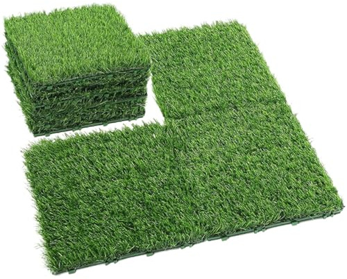 XIUsheUA Dalles Gazon emboîtables Lot de 10 Dalles Gazon synthétique emboîtables 30,5 x, cm for terrasse, décoration Sol