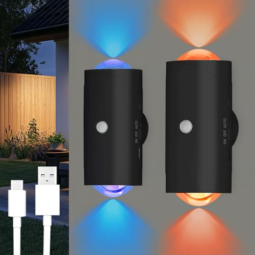 Jonuin Motion Sensor Lights Indoor, 2 Pcs RGB Multi-Color Changing Led Smart Sensor Night Light, Rechargeable Wall Lights with Magnetic, Wireless Wall Lamp for Bedroom Corridor Staircase (Black)