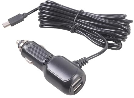 Thewasc Ricarica per auto Doppia porta USB 12V 36V Ingresso 343cm Cavo di tipo C Alimentatore per fotocamera Ricarica simultanea 3 dispositivi Caricabatterie da auto Compact Doppio USB
