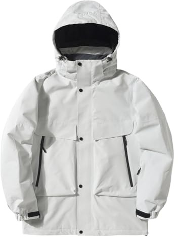 Vhersily Chaqueta de esquí para hombre y mujer, chaqueta de snowboard ancha, chaquetas de nieve de gran tamaño, impermeable, cortavientos, transpirable, aislante, cálido, con capucha y bolsillos para