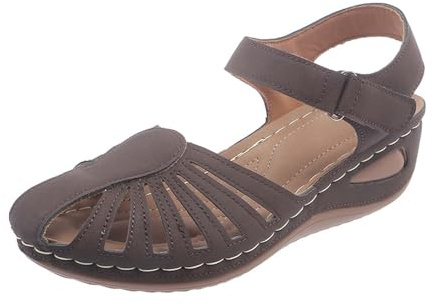 2026 estivi Solid Hook Loop Casual Open Toe Comode Scarpe da spiaggia Sandali, caffè, 40 EU