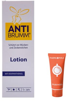 Anti Brumm Lotion 100 ml I Mücken- & Zeckenschutz I mit Icaridin & Eucalyptus citriodora Öl I zieht schnell ein I für Gesicht & Körper I mit Dexpanthenol I mit Pharma Perle Duschgel (1x)