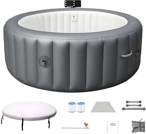 DDZJTPP Portable Grand Spa Gonflable pour 2 à 6 Personnes avec 180 Jets d'air,Une Commande Intelligente Et Une Couverture Thermique pour Le Jardin,Le Balcon Et Le Camping 72x28in