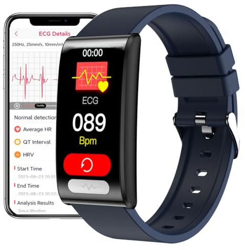 DigiKuber ECG Smart Watch, IP68 Waterproof Smartwatch with Blood Pressure Measure EKG PPG SPO2 Heart Rate Blood Pressure Sleep Monitor Calorie Counter Watch for Men Women