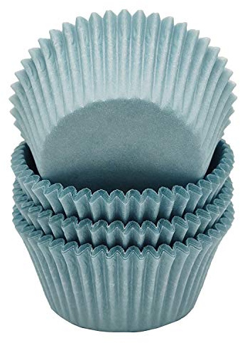 Mombake Copas de papel para hornear magdalenas, Moldes Desechables Reposteria, Color Azul, a prueba de grasa, Tamaño Estándar, 100 Unidades
