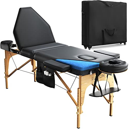 Luxton Home Massageliege mit 3 Abschnitten aus Memory-Schaumstoff mit Tragetasche zum Rollen – einfach aufzubauen – faltbar und tragbar – verstellbare Höhe, Kopfstütze