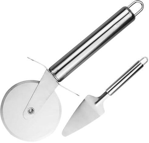 2IN1 Pizza Cutter, Professional Stainless Steel Pizza Cutter Wheel with Pie Server Pizza Cake Slicer Ergonomic Anti-Slip Handle, Wheel Roller Pizza Cutter for Bread Waffles Pancakes