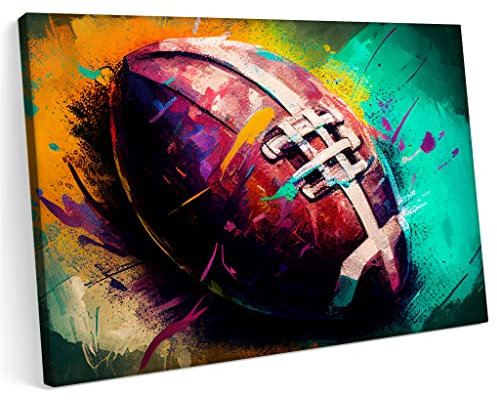 PRINTONIA Bilder Leinwandbild 120x80cm American Football USA Ballfeldspieler Sport Gesundheit