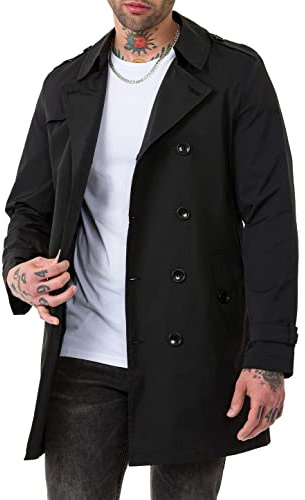 Redbridge Manteau pour homme Trench-coat Veste Veste de mi-saison Version légère, Noir , S