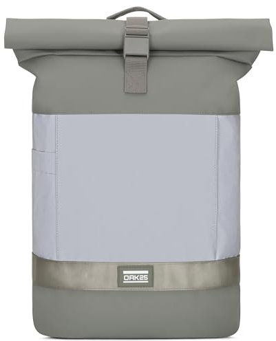 OAK25 Roll Top Backpack Women & Men Green - Commute M - Reflective Cycling Rucksack - Safety and Visibility - Outdoor Bike Bag with Laptop Compartment 20l