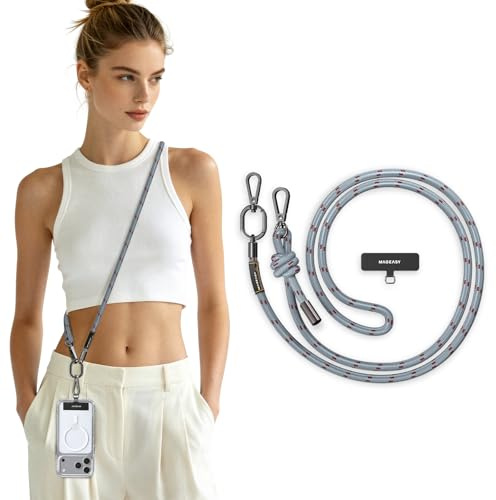 MAGEASY Crossbody Cell Phone Lanyard - Universal Phone Strap, 8.3mm Thick, Adjustable Strap for iPhone, Samsung & More