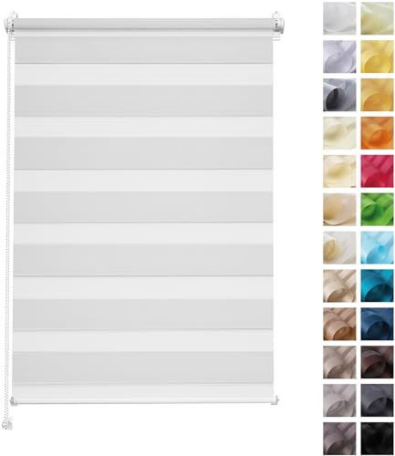 Rettika Doppelrollo Klemmfix ohne Bohren – Hellgrau – Breite 80 cm, Höhe 150 cm – Duo Rollo für Innenräume, Sichtschutz Fensterrollo mit Lichtregulierung