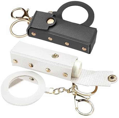 LELE LIFE Lot de 2 porte-rouges à lèvres avec miroir, étui en cuir pour rouge à lèvres, baume à lèvres, sac de rangement portable avec clip pour voyage