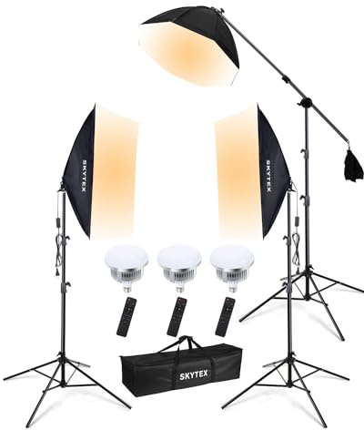 Skytex Softbox Lighting Kit 3Pack 20x28in Soft Box|28in Octa Softbox|85W 2700-6400K E27 LED Bulb Continuous Photography Lighting, Studio Lights Equipment for Photo Shooting, Video Recording