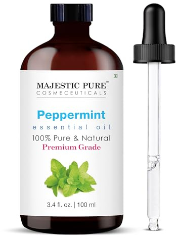 MAJESTIC PURE Peppermint Essential Oil | 100% Pure and Natural Oil | Premium Grade Essential Oils for Hair Care, Home Diffusers, Skin, Aromatherapy, Massage and Humidifiers | 100 ml