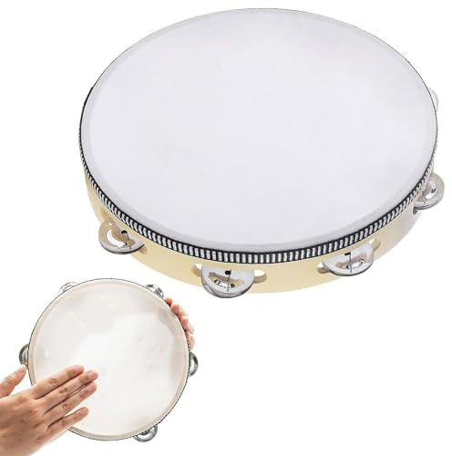 HandHeld Tambourine,Drum Tambourine,Tambourines for Adults,Handheld Wooden Tambourine,Metal Jingles Percussion Musical Instrument for Party Games,Not applicable to children under 14 years old