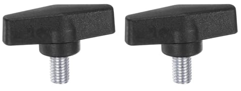 QUARKZMAN 2Pcs Boutons à Ailettes Tee M10 x 16mm Tige Filetée Mâle Métrique Tête en T de 55mm Poignées de Bouton en Plastique Vis à Pouce de Serrage à la Main, Noir