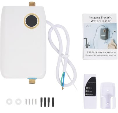 MINRS Durchlauferhitzer 5500W 220V Untertischspeicher Druckfest | Mini Elektronischer Warmwasserbereiter mit Ablesbarer Led-Temperaturanzeige und Fernbedienung zur Untertischmontage [Energieklasse A]