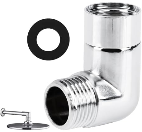 Shower Elbow Adapter, 90 Degree Elbow Shower Hose Connector, Adjustable to Directional Head Adaptor for Wall Mounted Handheld Showerhead Arm Extension Elbow Connector (Silver)