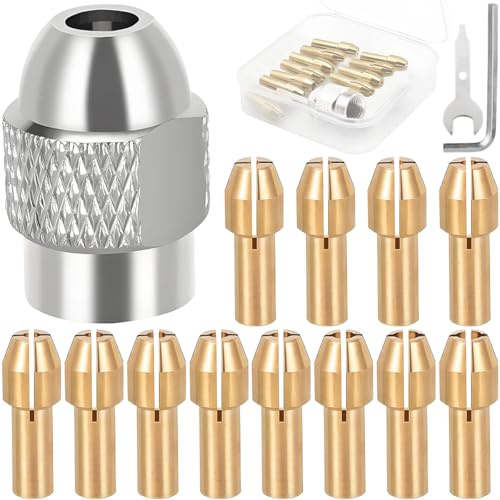 EATBALE Juego de pinzas para Dremel 225 3000 4000 4250 4485 8220 Kit de accesorios Pinza de latón 4485 (0,8 mm-3,2 mm) Tuerca metálica Cambio rápido Multiherramienta Herramienta rotativa Repuestos