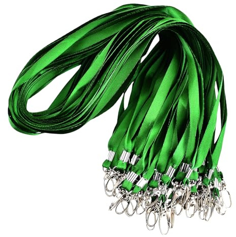 Daelesr 50 Stück Bulk Lanyards,Schlüsselbänder mit Drehbarem Metallclip, Umhängebänder Hals für Student Besucher,Abzeichen Lanyards,Nackenband Schlüsselband für ID-Karten Schlüssel Abzeichen (Grün)