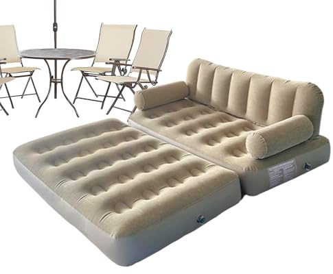 Wakuuea Canapé Gonflable | avec Pompe à Air et Fonction Lit Pliant - Canapé Gonflable pour Le Camping | pour Adultes Plage Randonnée Voyage Jardin Terrasse