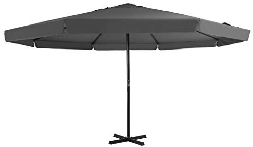 Festnight Sonnenschirm mit Lüftung und Kurbelsystem Marktschirm Balkonschirm Gartenschirm Terrassenschirm Sonnenschutz, Aluminium-Mast Rund Anthrazit 500 x 385 cm