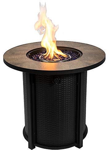 Peaktop Cerámica Redonda de Acero de 26 Pulgadas Chimeneas de Exterior, Marrón Oscuro