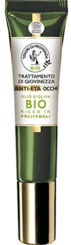 Tesori di Provenza Contorno Occhi Anti-età, Trattamento di Giovinezza, con Olio d'Oliva Biologico, Ricco in Polifenoli Antiossidanti, 15 ml