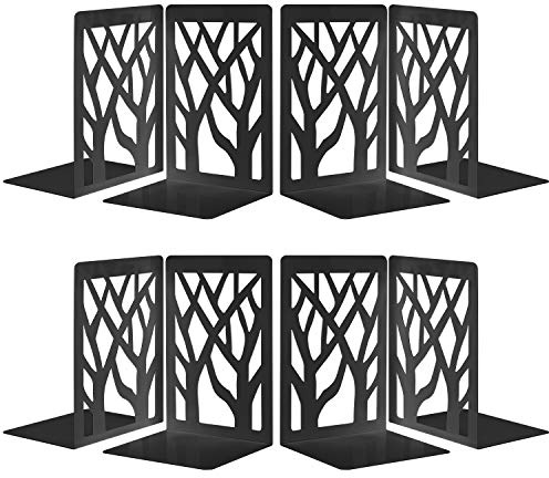 4 Paires Serre-Livre en Métal pour Livres, MSDADA Anti-Rayures Porte-Livres pour Bureau, Ecole et Maison, Séparateurs de Livres, CD, Porte-Dossier pour Bureaux(Noir)