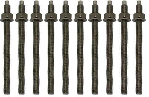 10 Ankerstangen - M8x110 mm Edelstahl A4 inklusive Muttern und Scheiben Schwerlast-Anker Schwerlast-dübel Verbundanker Gewindestange (Edelstahl V4A, M8 x 110)