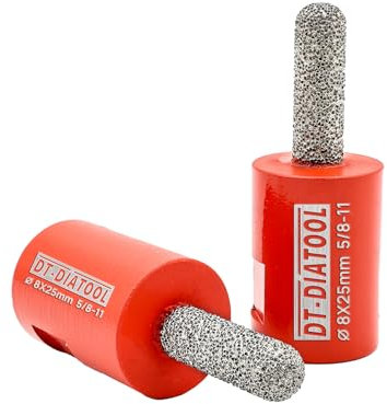 DT-DIATOOL Diamond Mortar Raking Bit for Brick Joints Stone Masonry Granite Diameter 5/16x1 (8x25mm), 5/8 inch-11 Thread Router Bit 2pcs