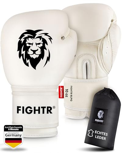 FIGHTR® Pro Boxing Gloves Made of Genuine Leather | Men and Women | for Boxing, MMA, Muay Thai, Kickboxing & Martial Arts 10 12 14 16 oz | incl. Carrying Bag