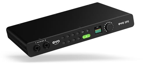 Audient EVO SP8, Studio-Preamp-Expander, Acht EVO-Vorverstärker, 8 x EVO Mikrofonvorverstärker mit Smartgain, 8 x Line-Ausgänge, Mikrofonvorverstärker, 58dB Mic Gain, 32-Bit-AD/DA-Wandler, Schwarz