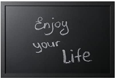 Bi-Joy Lavagna Nera Per Gesso, 60 x 40 cm, Lavagnetta Promemoria a Gessetti, Cornice MDF Nera Opaca