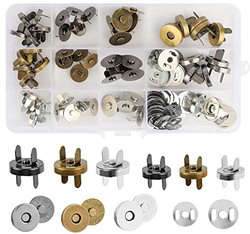 28 Pares Botones Magnéticos de 14/18mm, Cierres Magnéticos para Bolsos, Botón Magnético de Bricolaje, Cierre de Botón Magnético, Botones de Presión Magnéticos, para Abrigos, Chaqueta, Billetera