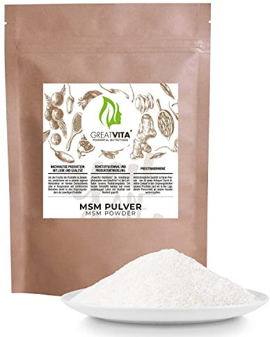 MSM Pulver 400g - 99,9% Methylsulfonylmethan, feiner & organischer Schwefelpulver - MSM powder zum Mischen in Wasser, Saft & Smoothies - ohne Zusätze, glutenfrei & non-GMO | GreatVita