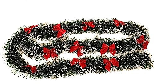 Yurosiay 5 Stück 2m Weihnachts Girlanden Grün Weihnachtsgirlane Mit Rot Schleife Künstlich Tannengirlande Weihnachtsbaum Girlande Outdoor Deko Weihnachten Girlande für Tür Kamin Treppen