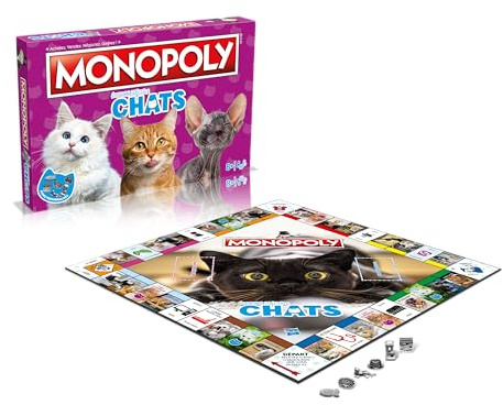 Winning Moves Monopoly Katzen auf Französisch – Brettspiel 8+ – Gesellschaftsspiel für 2 bis 6 Spieler – Gesellschaftsspiele für Familie auf Französisch