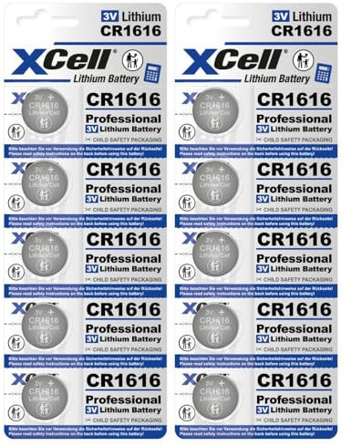 10 pile a bottone al litio CR1616, 3 V/50 mAh (2 confezioni da 5)