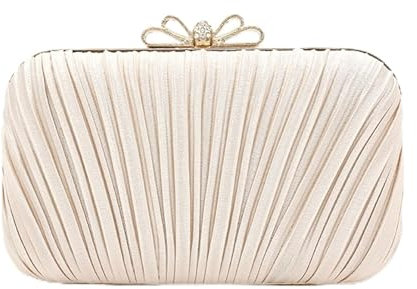 VKEID Damen Abendtasche Clutch Abendtasche Banketttasche Damen Kleidertasche Zubehör (Color : Champagne, Size : 19.5x4x9cm)