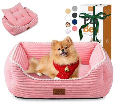 Zerbuger 25in Pink Rectangle Cat Dog Bed Machine Washable Sleeping Sofa