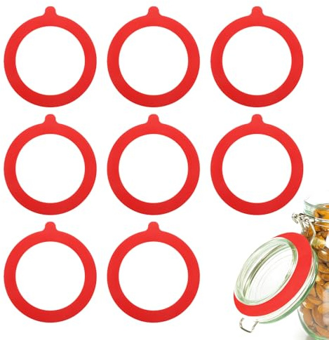 QUARKZMAN 9 Piezas de Junta de Silicona de Repuesto Anillos de Sellado Rojo | para Tarros de Cristal, 3.6 Pulgadas de Diámetro Exterior, para Tarros de Cristal Herméticos a Prueba de Fugas