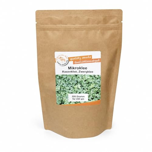 Gärtner's erste Wahl! Bobby-Seeds Mikroklee Rasenklee Euromic 500 g für ca. 250 m², Zwergklee Saatgut ohne Gentechnik, Bodenkur für Rasen, niedrig wachsend, natürliche Stickstoffbindung