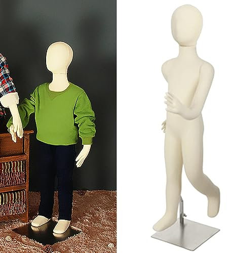 MYUYEE Kinder-Schaufensterpuppe Ganzkörper Alter 1–14 Kinder-Schaufensterpuppen Puppe Kleinkind Teenager Torso Attrappe Schneiderpuppe für Schaufenster,Weiß - 5 Jahre alt
