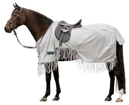 Waldhausen Protect Fliegenausreitdecke mit Fransen, Silbergrau/grau, 11